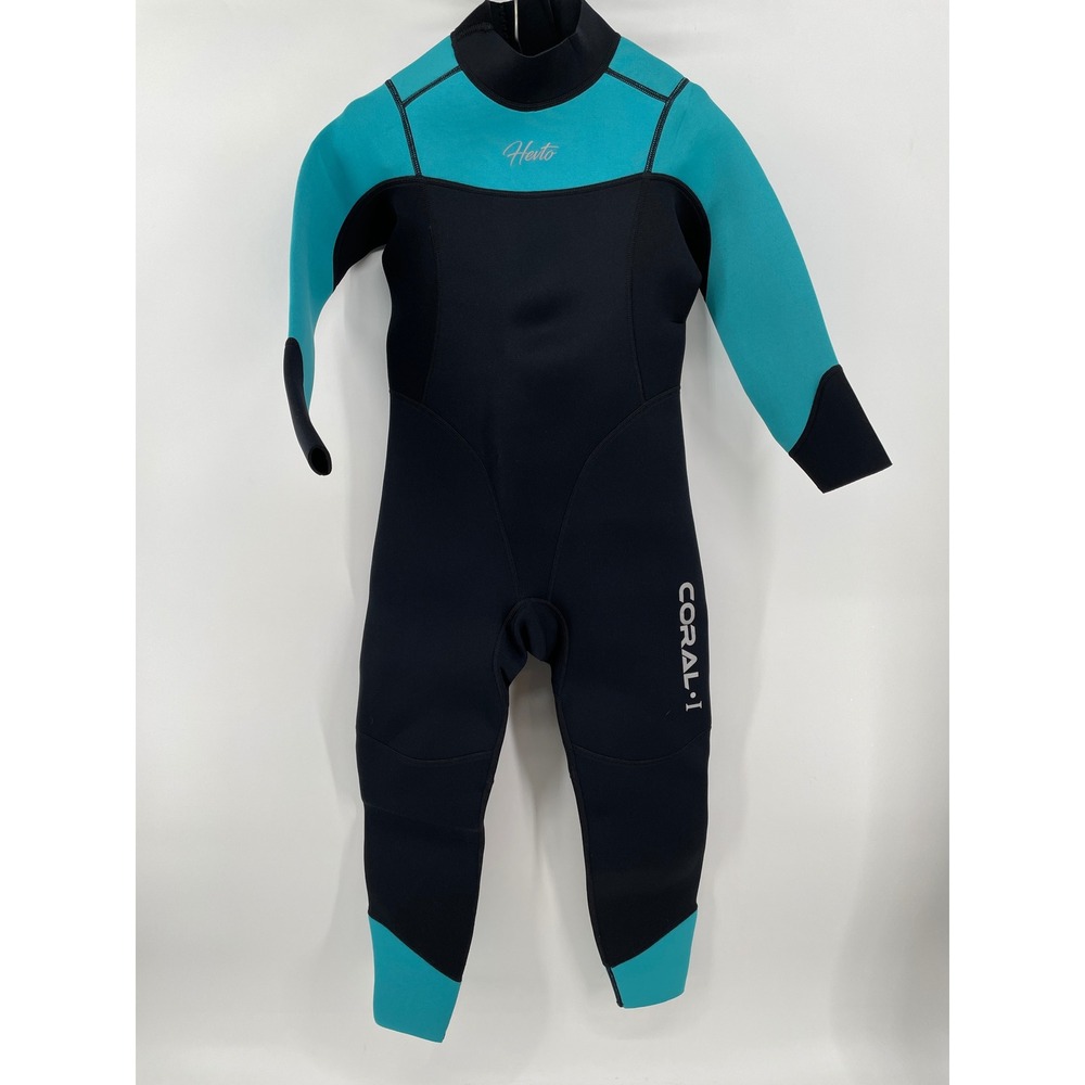 Hevto Wetsuit Youth Size 10 Black Teal Coral-I Full‎ Body Neoprene CLY001 NEW